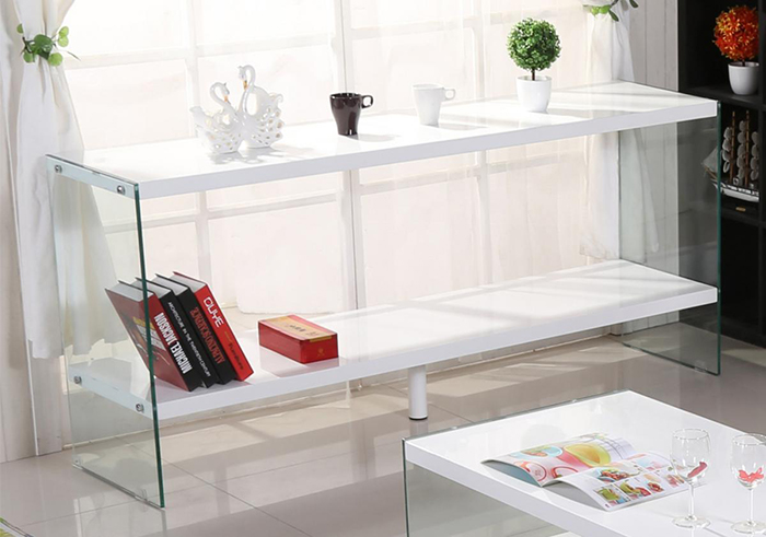 Marco White Glass & Gloss Sideboard Table